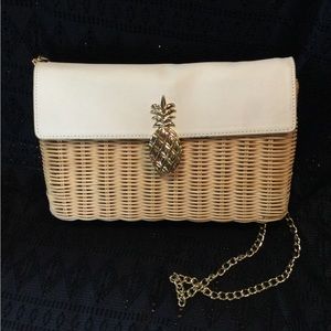 Talbots Rattan & Leather Gold Chain strap Handbag